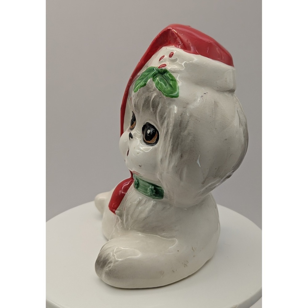 Vintage Christmas White Dogs Salt And Pepper Shakers X-488 Santa Hat. Japan - Picture 10 of 16